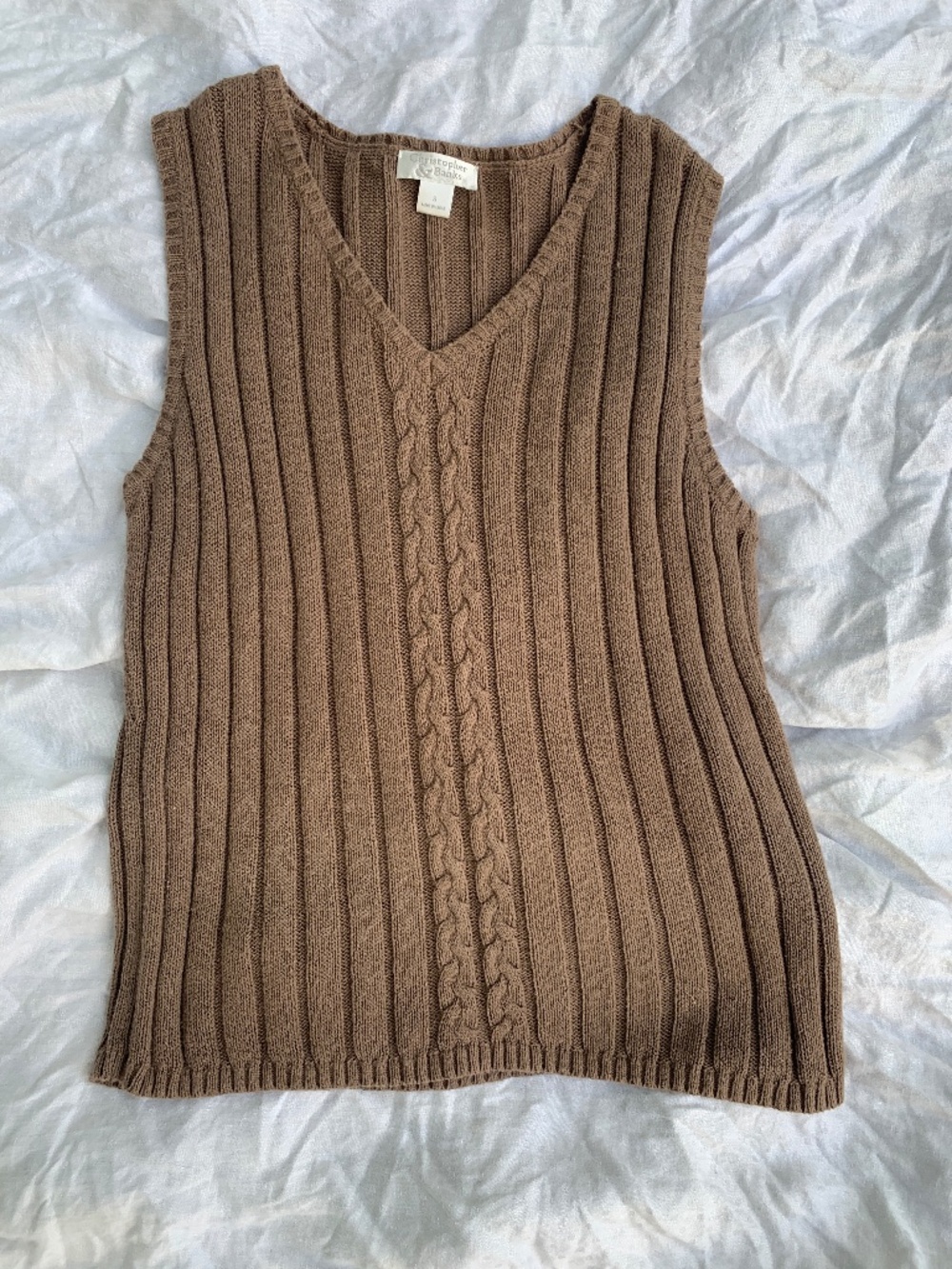 Academia style cable knit tan sweater, autumn layering top, size S